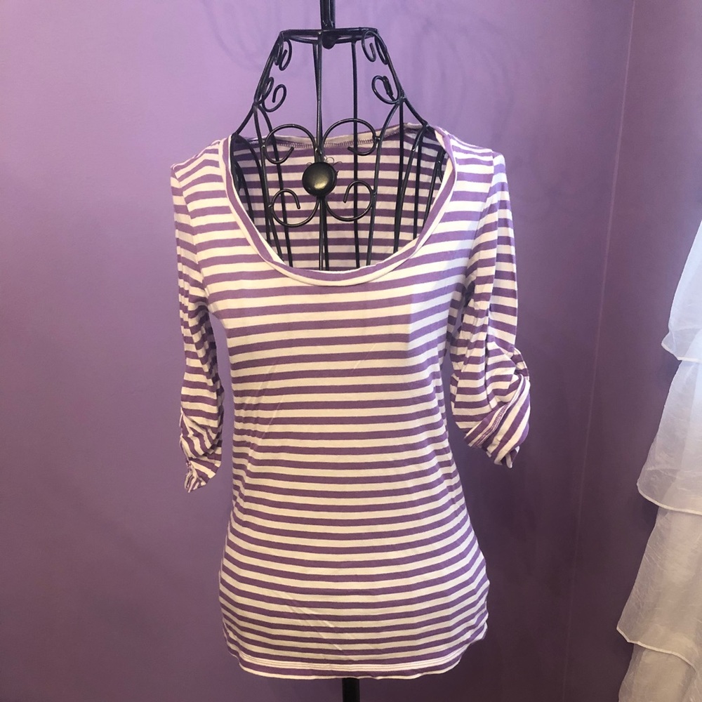 Old navy purple and white stripped shirt